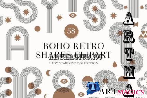 Boho Retro Geometric Abstract Shapes Clipart Set Modern - 2602516