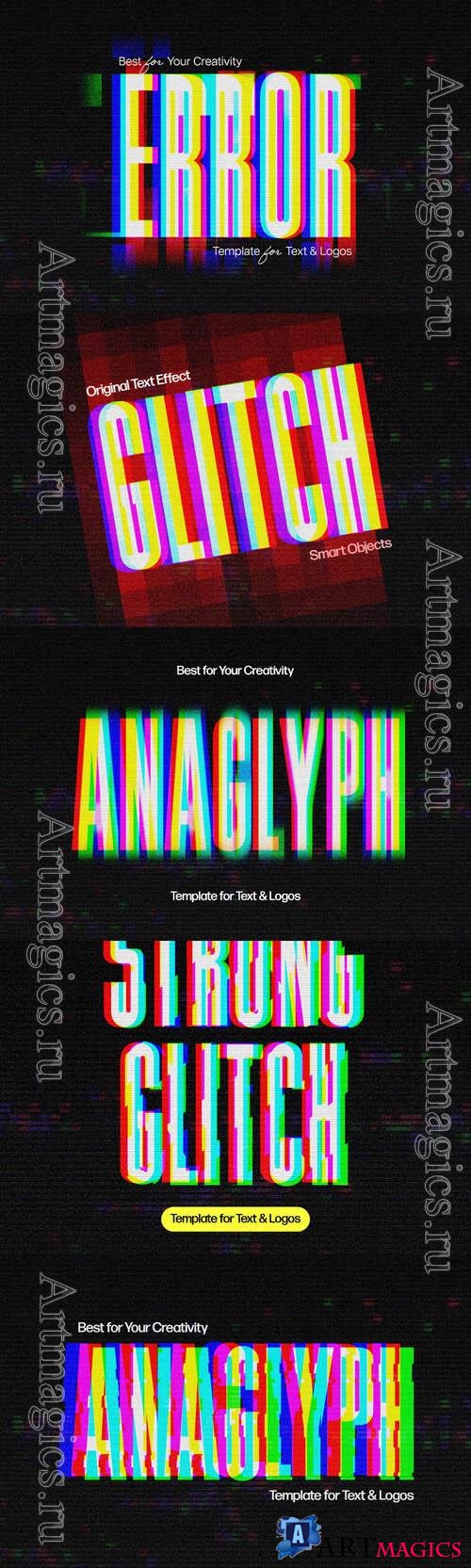 PSD error, anaglyph, hacker, strong, vibrant, glitch text effect