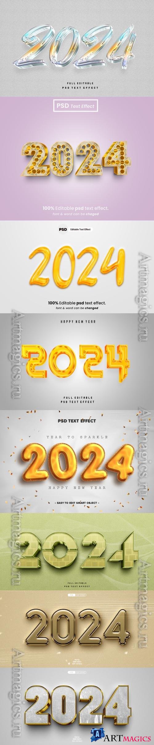 PSD new year 2024 3d editable text effect vol 6