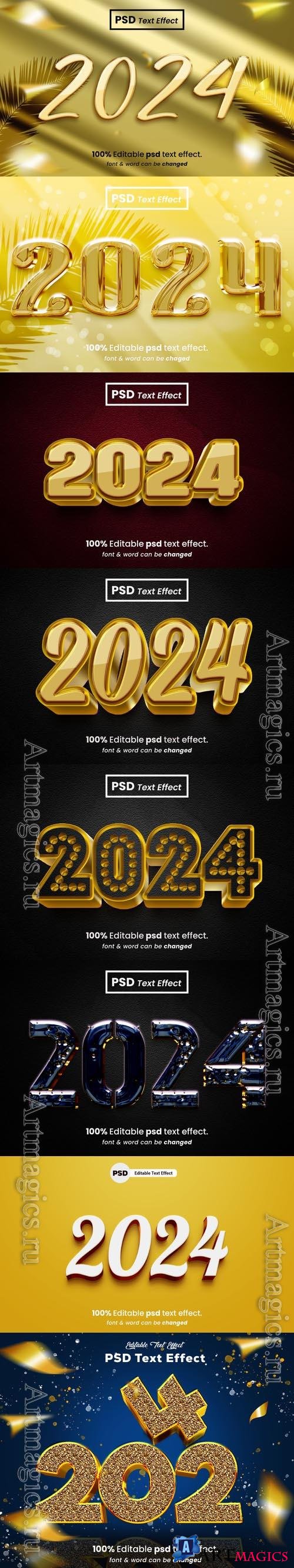 PSD new year 2024 3d editable text effect vol 5