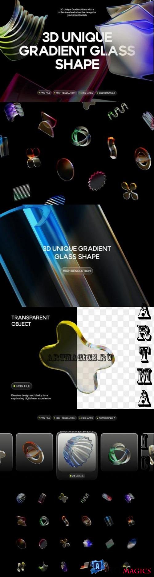 3D Unique Gradient Glass Shape - ELPLYXS