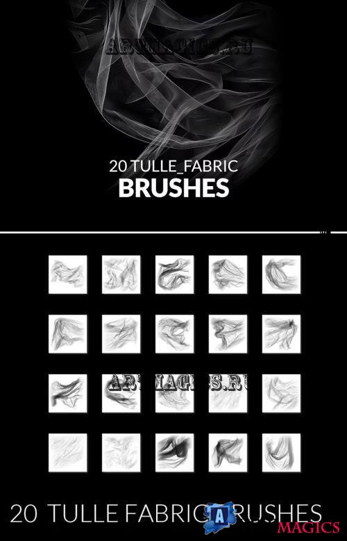 20 Flying tulle veil fabric photoshop brushes - J8XH5GY