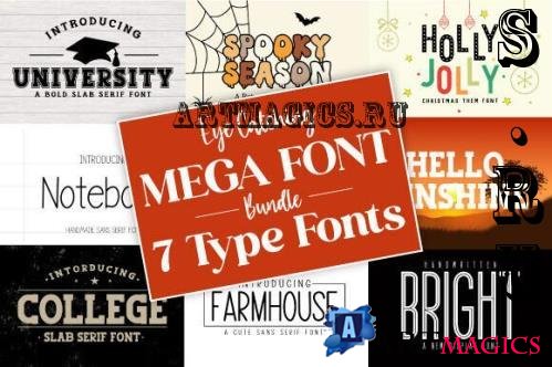 Mega Handmade Bundle Font - 7 Premium Fonts